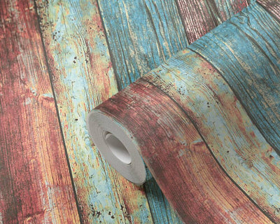 product image for Wood Deco Weathered Wallpaper in Blue Multi 84