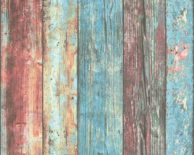 product image for Wood Deco Weathered Wallpaper in Blue Multi 14