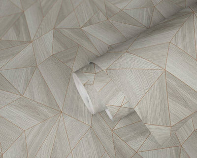 product image for Wood Modern Geo Wallpaper in Grey/Copper 51