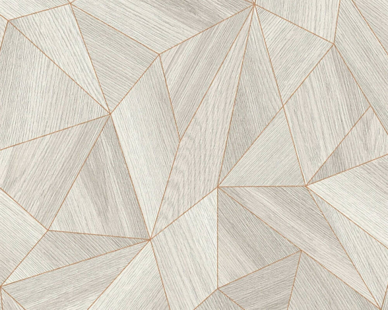 media image for Wood Modern Geo Wallpaper in Grey/Copper 263