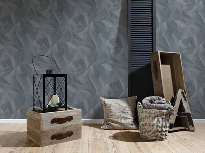 product image for Wood Modern Geo Wallpaper in Dark Grey/Gold 75