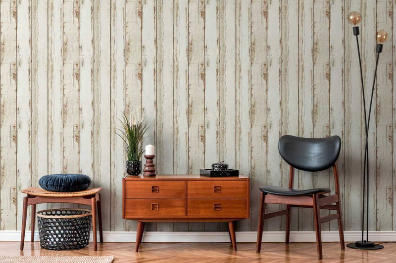 media image for Wood Panel Stripes Wallpaper in Brown/Cream 280