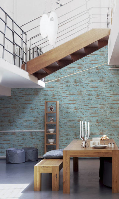 product image for Distressed Stone Wallpaper in Blue/Brown 26
