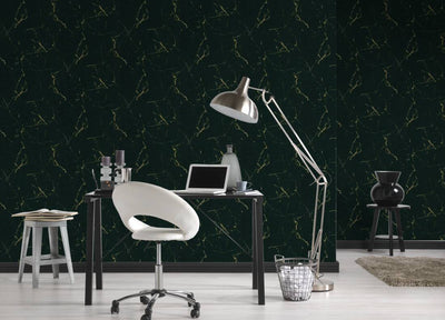 product image for Marble Structures Wallpaper in Dark Green/Metallic 78