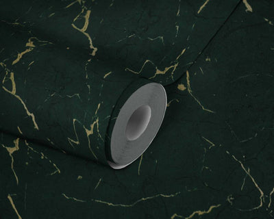 product image for Marble Structures Wallpaper in Dark Green/Metallic 13