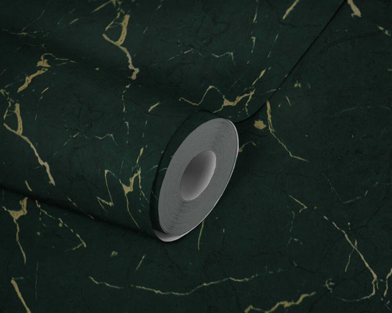 media image for Marble Structures Wallpaper in Dark Green/Metallic 211
