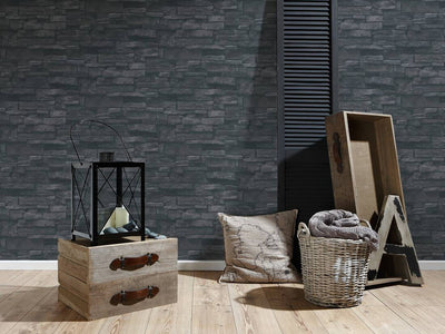 product image for Stone Deco Wallpaper in Black 16