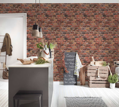 product image for Brick Deco Wallpaper in Red/Brown/Orange 76