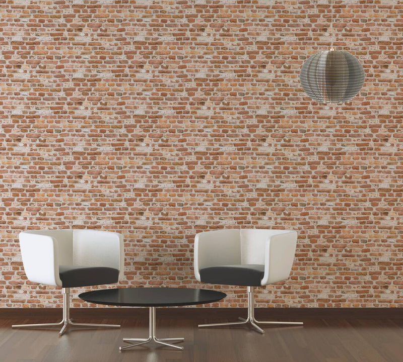 media image for Brick Structures Wallpaper in Red/Cream 269