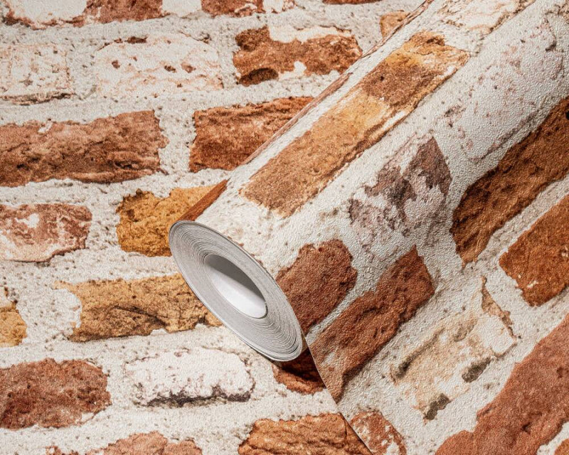 media image for Brick Structures Wallpaper in Red/Cream 282