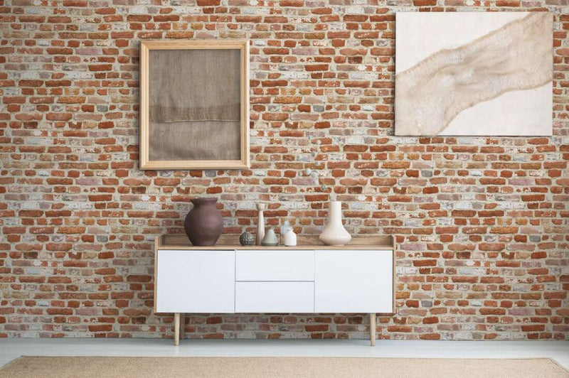 media image for Brick Structures Wallpaper in Red/Cream 225