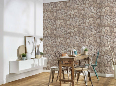 product image for Stone Deco Abstract Wallpaper in Taupe 48