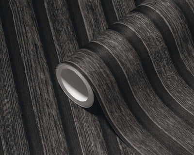 product image for Wood Stripes Wallpaper in Dark Grey/Black 11