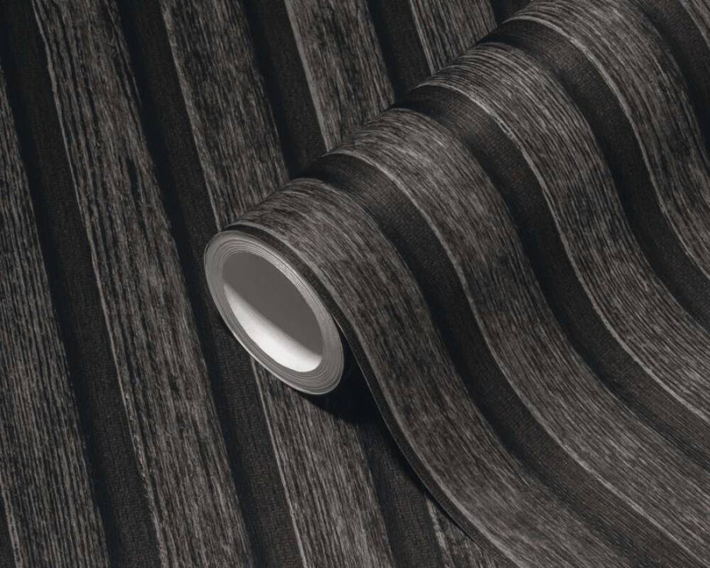 media image for Wood Stripes Wallpaper in Dark Grey/Black 269