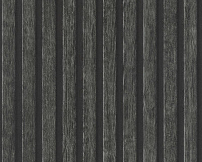 product image for Wood Stripes Wallpaper in Dark Grey/Black 52
