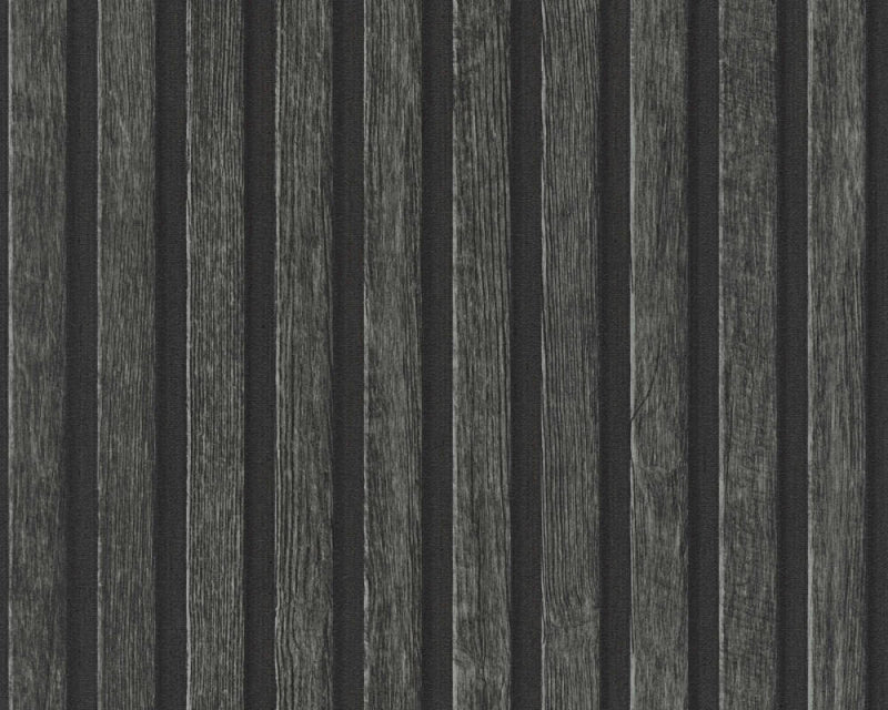 media image for Wood Stripes Wallpaper in Dark Grey/Black 28