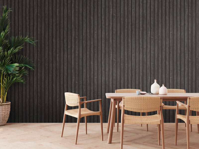 media image for Wood Stripes Wallpaper in Dark Grey/Black 230