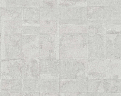 product image of Tile Texture Metallic Effect Wallpaper in Cream/Grey/Silver 576