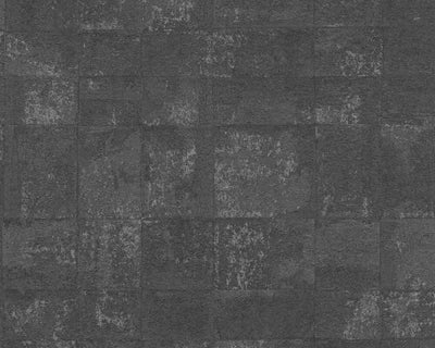 product image of Tile Texture Metallic Effect Wallpaper in Black/Grey/Silver 521