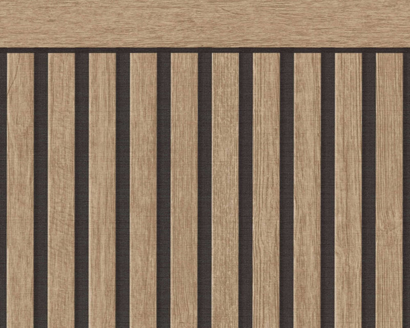 media image for Wood Stripe & Solid Wallpaper in Brown/Black 270
