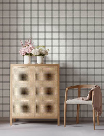 product image for Twain Charcoal Plaid Wallpaper 89