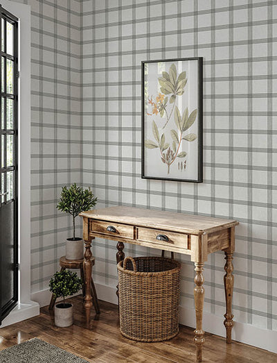 product image for Twain Charcoal Plaid Wallpaper 31