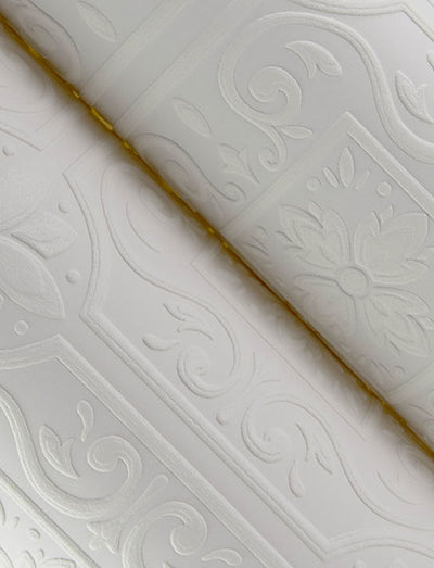 product image for Ibold White Tin Ceiling Scroll Paintable Wallpaper 5