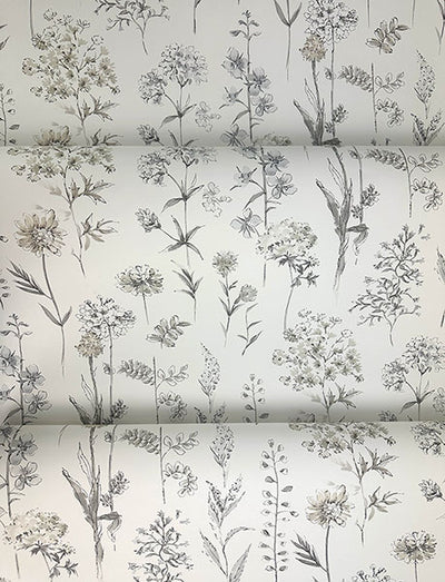 product image for Bergamot Light Grey Wildflower Wallpaper 16