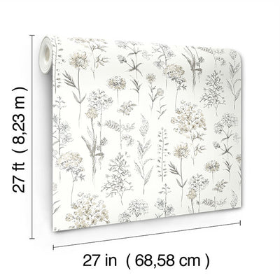 product image for Bergamot Light Grey Wildflower Wallpaper 18