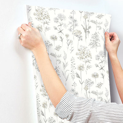 product image for Bergamot Light Grey Wildflower Wallpaper 66