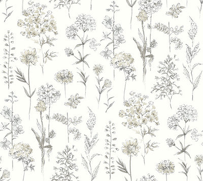 product image for Bergamot Light Grey Wildflower Wallpaper 86