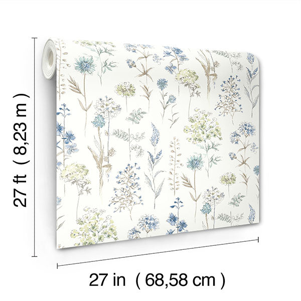media image for Bergamot Sea Green Wildflower Wallpaper 276