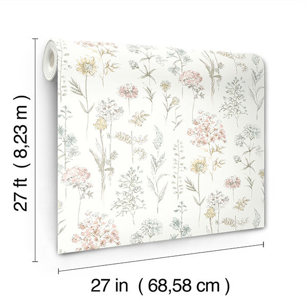 media image for Bergamot Pastel Wildflower Wallpaper 266