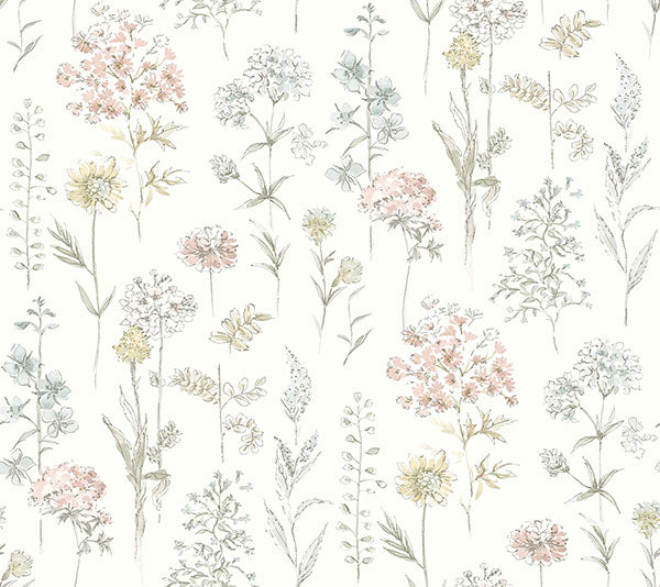 media image for Bergamot Pastel Wildflower Wallpaper 212