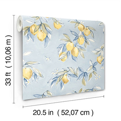 product image for Lemonade Light Blue Citrus Wallpaper 66