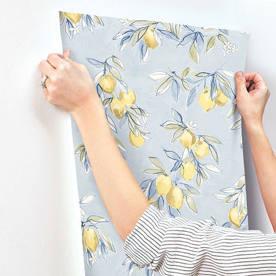 product image for Lemonade Light Blue Citrus Wallpaper 50