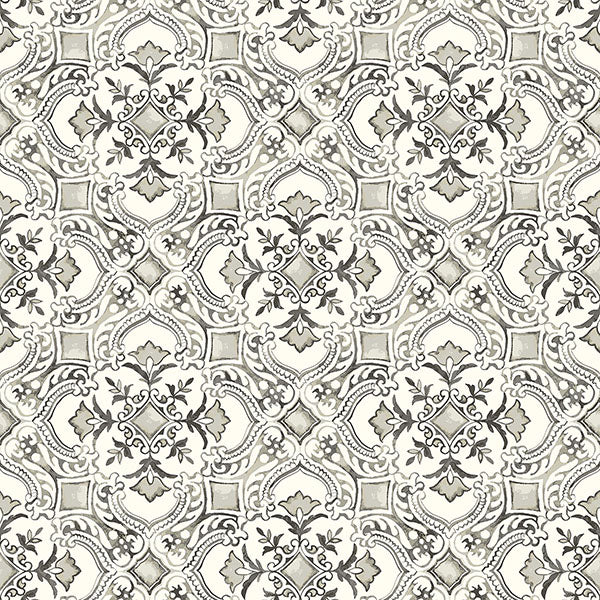 media image for Marjoram Black Floral Tile Wallpaper 228