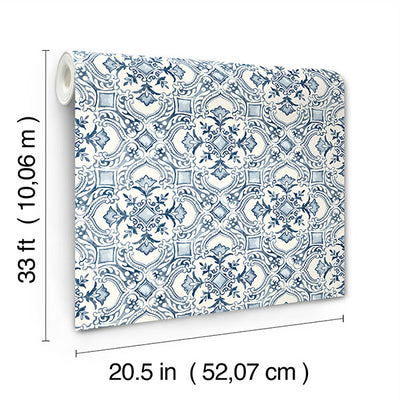 product image for Marjoram Blue Floral Tile Wallpaper 58