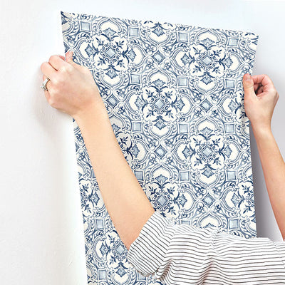 product image for Marjoram Blue Floral Tile Wallpaper 58