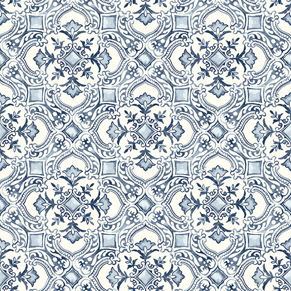 media image for Marjoram Blue Floral Tile Wallpaper 249
