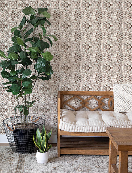 media image for Marjoram Light Grey Floral Tile Wallpaper 284