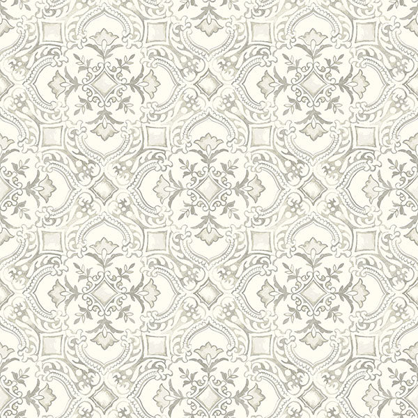 media image for Marjoram Light Grey Floral Tile Wallpaper 230