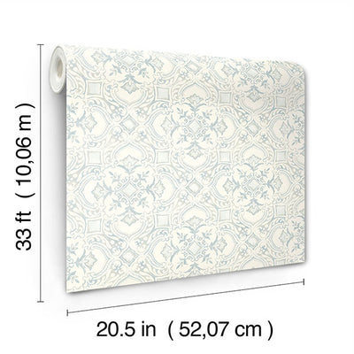 product image for Marjoram Light Blue Floral Tile Wallpaper 26