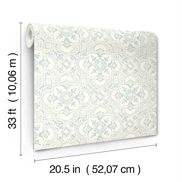 media image for Marjoram Light Blue Floral Tile Wallpaper 218