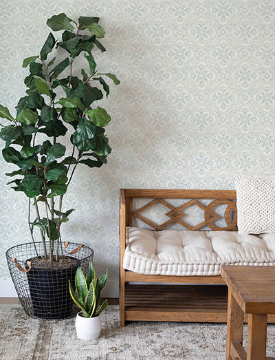 product image for Marjoram Light Blue Floral Tile Wallpaper 50