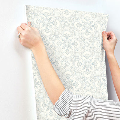 product image for Marjoram Light Blue Floral Tile Wallpaper 23