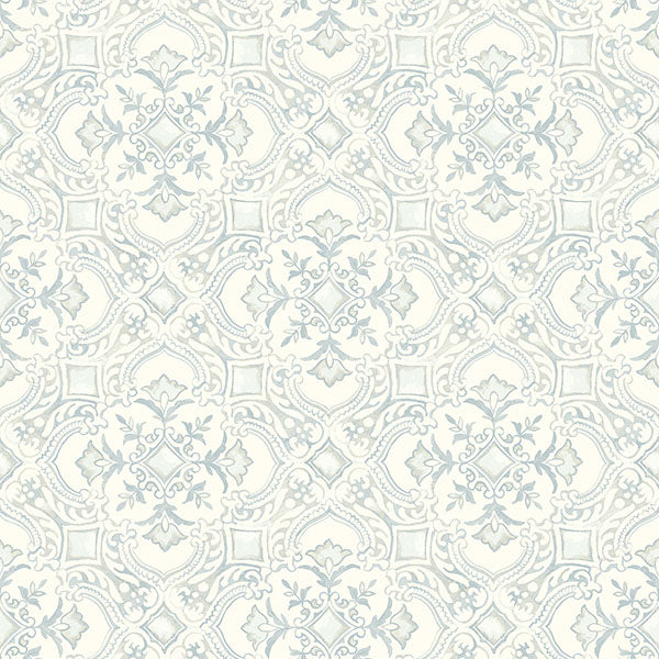 media image for Marjoram Light Blue Floral Tile Wallpaper 24