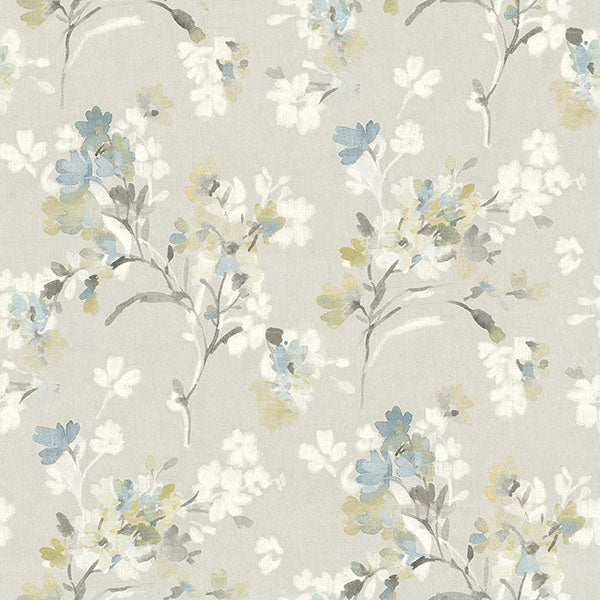 media image for Azalea Light Grey Floral Branches Wallpaper 290