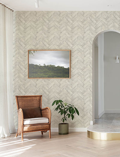 product image for Canelle White Brick Herringbone Wallpaper 30