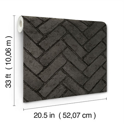 product image for Canelle Black Brick Herringbone Wallpaper 42